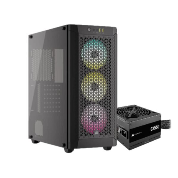 Gabinete c/Fuente Corsair 480T TG Mid-Tower Black + Fuente CX550 550W 80+ Bronze (8033)