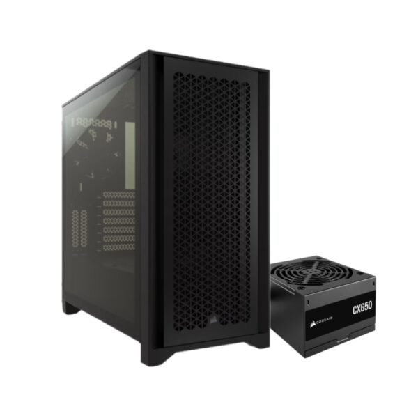 Gabinete c/Fuente Corsair 4000D TG Mid-Tower Black + Fuente CX650 650W 80+ Bronze (8026)