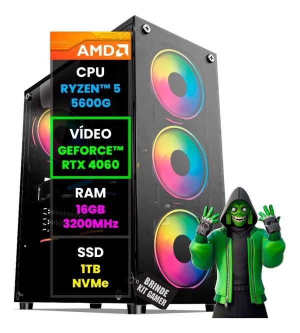Pc Gamer Computadora Completa Ryzen 5 Rtx 4060 16gb 1tb Nvme