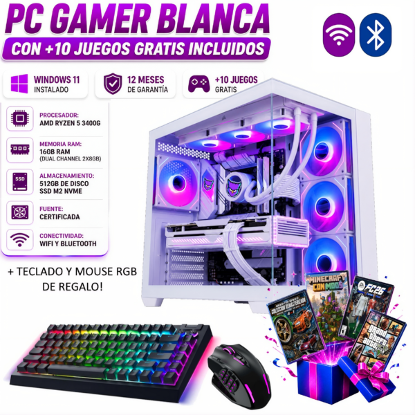 PC Juegos Ryzen 5 3400g 16gb ram SSD 480gb AMD Radeon RX Vega 11