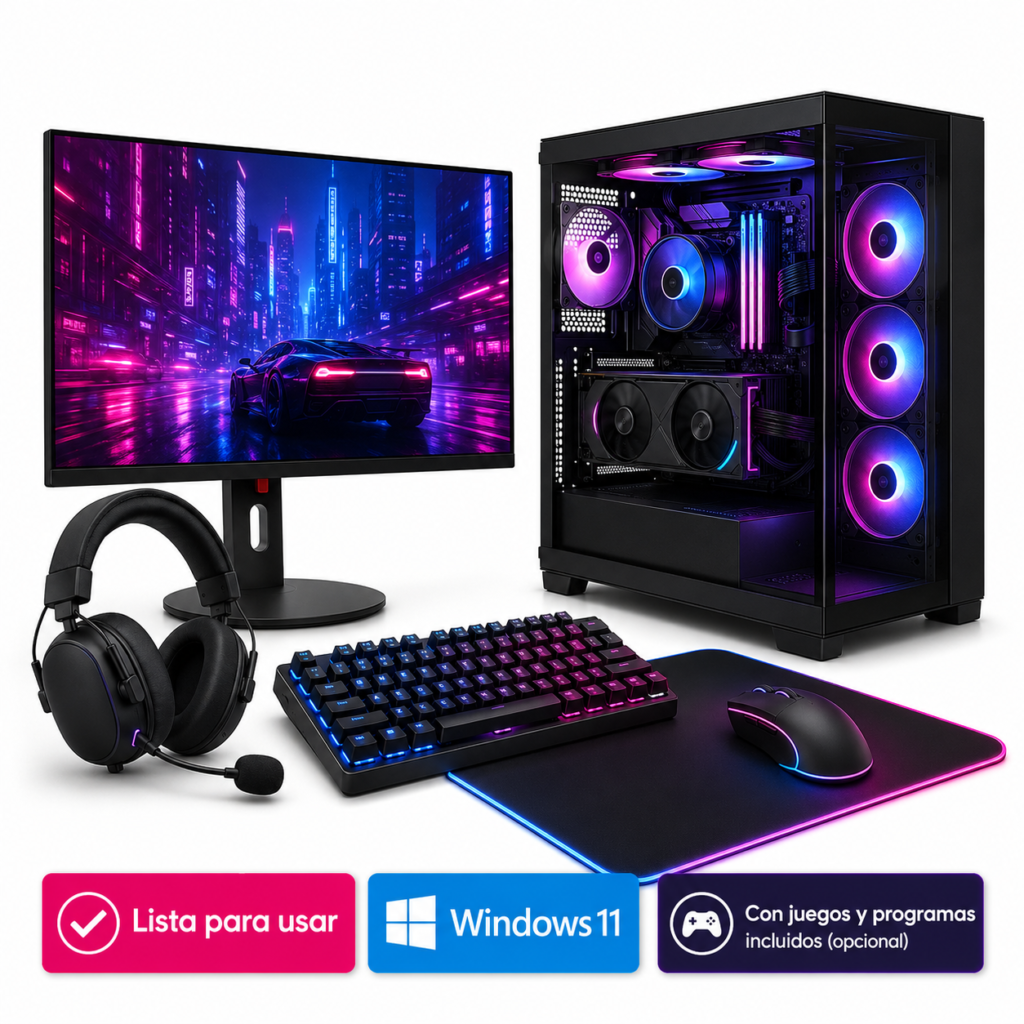 PC Juegos AMD Ryzen 5 3400G 16GB DDR4 SSD 512GB M2 WiFi Bluetooth + Monitor Full HD 24 Combo