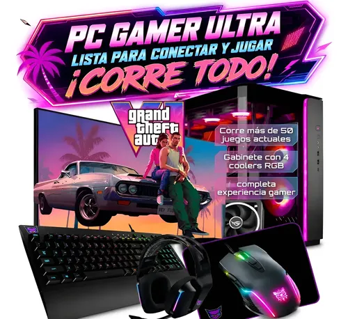 Pc Gamer Ryzen 7 + Monitor 100hz 24 Completa Con Combo 500Gb 16Gb Amd Radeon Vega 8