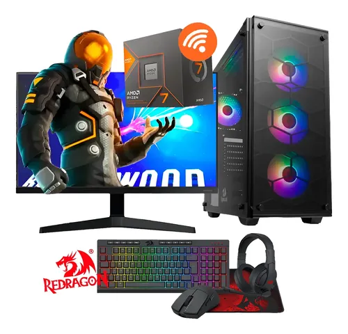 Pc Gamer Completa Amd Ryzen 7 8700g Am5 Ddr5 Monitor 27 Wifi 500Gb 16Gb Radeon 780m