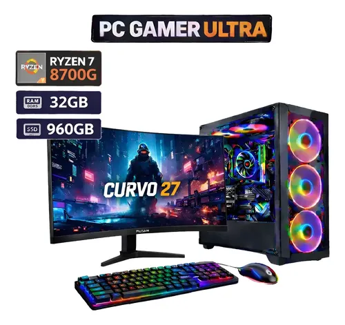 Pc Gamer Amd Ryzen 7 8700g Ddr5 32gb Ssd 960gb + Monitor 27 1Tb Radeon 780m